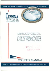New 1966 Cessna 206 Super Skywagon Aircraft Owner's Manual, p/n D347-13